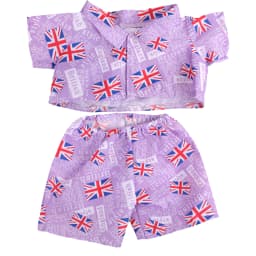42cm Plush Bear Clothes Cartoon Print Shirt & Shorts Set, Casual Summer Outfit for 16-18 Inch Teddy Bear & Plush Dolls Toy Gift