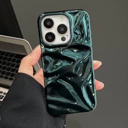 Luxury Electroplate Silvery 3D Wrinkle Phone Case For iphone 17 16 15 14 13 11 12 Pro Max 17Air Purple Water Ripple Soft Cover