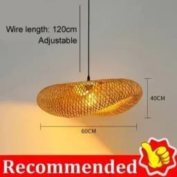 HandMade Bamboo Weaving LED Pendant Lamp Home Decor Hanging Chandelier Lighting Living Room Kitchen Vintage Rattan Woven Light