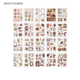 20 Sheets Vintage PET Sticker Book Diy Diary Butterfly INS Album Scrapbooking Retro Flower Material Paper Decorative Stickers