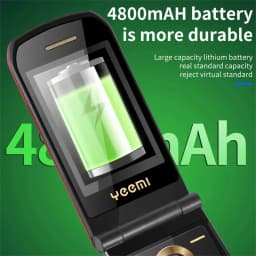 YeeMI K21+ 4G Flip Phone for Elderly Big Button Long Battery 2.6 Inch Screen 4800mAh Dual SIM Dual Screen Feature Phones Durable