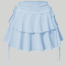 2025 New Women's A-line MiNi Half Length Skirt Fashionable Elegant Versatile Sexy Ruffle Edge Fake Drawstring Ultra Short Skirt