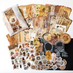 Journamm 200pcs/pack Decor Scrapbook PET Sticker Materials Paper Combo Kit DIY Junk Journal Collage Photo Album Vintage Stickers