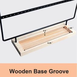 3-Tier Earring Organizer 75 Holes Jewelry Display Stand Metal Earring Holder with Wood Base Necklace Holder