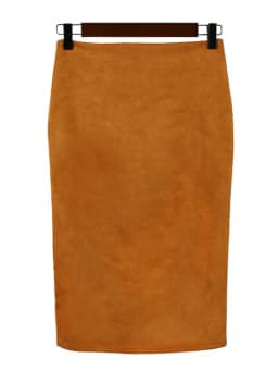 Women Skirts Suede Solid Color Pencil Skirt Female Autumn Winter High Waist Bodycon Vintage Suede Split Thick Stretchy Skirts