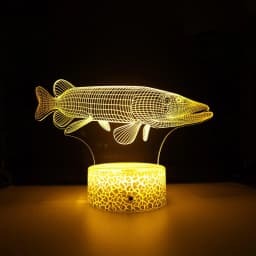 Nighdn Fish 3D Illusion Table Lamp LED Touch Acrylic 7/16 Color Changing Night Light Gift for Kids Elder Bedroom Decoration
