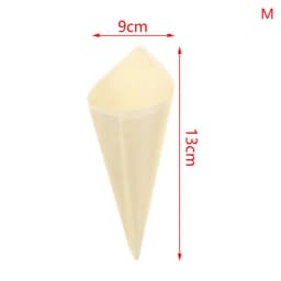 50pcs Disposable Wood Appetizer Cones Biodegradable Cone Veneer Roll Disposable Ice Cream Cone Packaging Container Candy Cup