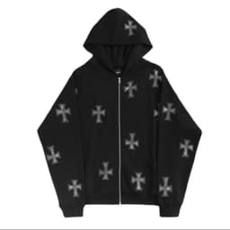 Y2K Gothic Rhinestone Print Oversize Zip Up Hoodies 2023 Winter Grunge Long Sleeve Sweatshirt Casual Hooded Jacket Streetwear