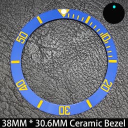 Sloping 38mm * 30.6mm Ceramic/Aluminum Blue Luminous Bezel GMT and Diving Watch Insert Fit for 40mm Watch Case Replacement Watch
