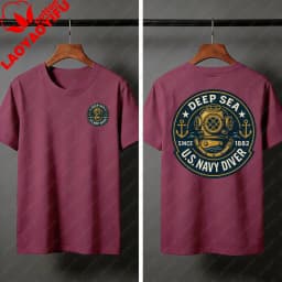 Deep Sea Diver Emblem Summer Men T-Shirt Military Style Casual Wear Beach and Outdoor Activities Divers Clothes Shirts
