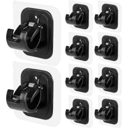 12/2pcs No Drill Curtain Rod Brackets Self-Adhesive Curtain Rod Holder Hook Adjustable Wall Curtain Fixed Clip Hanging Rack