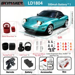 LDRC Upgraded LD1804 1:18 MX-5 RWD RC Drift Car Gyro Stabilization LED Headlight Funny Tongue 2.4G Remote Control Toy Car Gift