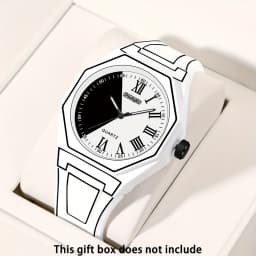 Fashionable Men's Simple Watch Date Function Preppy Style Quartz Wrist Watch, Electronic Drive, Silicone Strap, Unisex