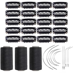 3 Rolls Hair Weaving Threads with 10 Pieces Sewing Needle Weaving Threads for Making Wigs Hand Sewing Hair Weft DIY