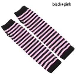 1 Pair Striped Soft Mitten Knitted Elbow Gloves Long Glove Fingerless Cotton Classic Wristband Arm Cover Sleeve For Women Girls