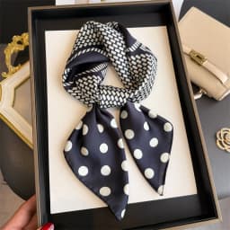 70*70cm Women's Square Silk Scarf Soft Satin Polka Dot Wrap Foulard Lady Neckerchief Bandannas Hair Skinny Tie Hijab Shawls