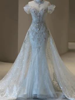 Elegant Fish Tail Wedding Dress Lightweight Tulle One Shoulder Entrance Lace Long Skirt Wedding Gown for Small Brides