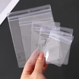 20pcs Transparent PVC Self-Sealing Bags with Hole Thickened Zipper Clear Plastic Storage Bags for Small Jewelry And Food Packagi