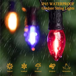 Colorful Outdoor String Lights C7 Shatterproof Replacement Bulbs 1W E12 Base RGB Waterproof Garland for Party Garden Decorations