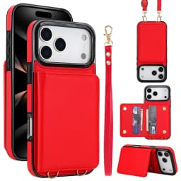 Crossbody Card Holder Wallet Leather Case For iPhone 17 Pro Max 16 Plus 15 Plus 14 13 12 11 Strap Pocket kickstand RFID Cover