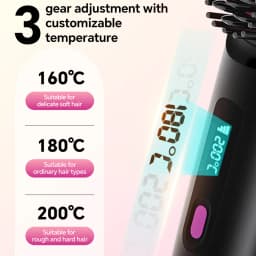 Hair Straightener Brush with 3 Temp Settings, Fast Heating & Auto-off, Portable Rechargeable Ionic Straightening Comb for Women