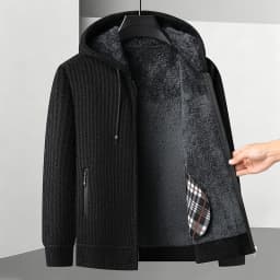 Legible Autumn Winter Casual Sweaters Men Solid Color Hooded Sweatercoats Male Loose Zip-up Knitted Cardigan Man
