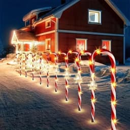 5PC/8PC One Set Of Waterproof Snowflake Cane Candy Lights, Solar Christmas Lights For Outdoor Garden Party Christmas Decoration