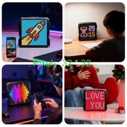 Bluetooth LED Matrix Pixel Screen DIY Graffiti Animation Art Display Panel with Night Light Cool Mecha Frame for Game Room Decor