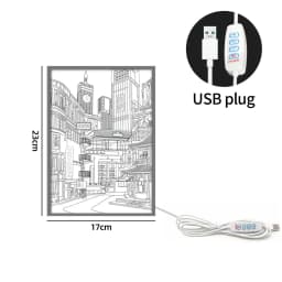 LED Beautiful City Night View Table Light Painting,HD Picture Narrow Bezel USB Plug Dimming Romantic Home Decorations Night Lamp