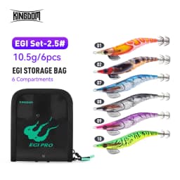 Kingdom 6pcs EGI Squid Bait Set 2.2# 2.5# 3.0# Artificial Jigging Lures Sea Fishing Octopus Cuttlefish Luminous Sinking Lure
