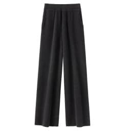 Elegant Pure High Waist Drooping Wide-Leg Pants Women's Outer Wear with Pockets Baggy Straight Trousers Knitted Mop Trousers