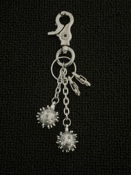 Punk Cyber Spike Ball Keychain, Metal Matching Accessory, Waist & Bag Charm, Hip-Hop Street Style