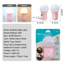 Modern Bedside Night Light Lamp Kids All Night 220V Led Lights Plug In Wall Night Lights For Bedroom EU Plug Night Lamp Romantic