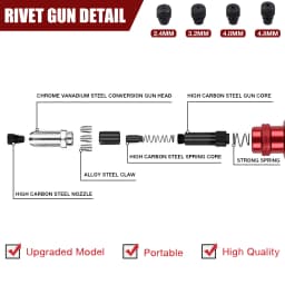 Riveting Machine Electric Rivet Gun Adapter Home 2.4mm-3.2mm-4.0mm-4.8mm Riveting Tools Cordless Multi-function Riveting Machine
