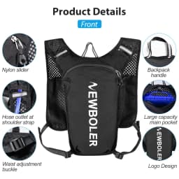 NEWBOLER Trail Running Backpack Ultra Lightweight Hydration Vest Breathable Functional Pack for Marathon Cycling Hiking