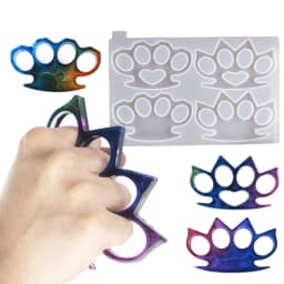 Crystal Epoxy Resin Mold 4 Cavity Knuckle Dusters Casting Silicone Mould DIY Crafts Self-Defense Making Tools