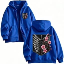 Anime Attack on Titan Mikasa Ackerman Eren Jaeger Wings of Freedom Logo Zipper Hoodies Men Zip Up Sweatshirt Long Sleeves Jacket