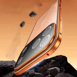 OUIO 360 ° Full Protection Metal Magnetic Double-Sided Glass Snap Lock Phone Case For IPhone 17 Pro Max 17 Air Pro Bumper Cover