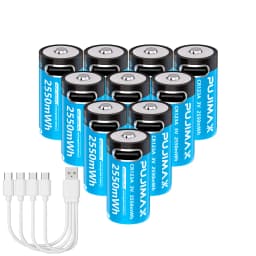 PUJIMAX Type-C Rechargeable CR123A 2550mWh 3V Lithium Battery Rechargeable Battery High Capacity  Portable Stable Output
