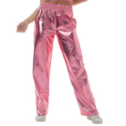 Women's Metallic Pants with Elastic Waist Solid Color Loose Pants Casual Trendy Grunge Streetwear with Pockets