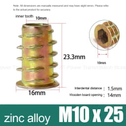 10-100Pcs M4 M5 M6 M8 M10 Zinc Alloy Thread for Wood Insert Nut Flanged Hex Drive Head Furniture Nuts Selection Length 6-30mm