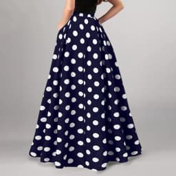 Dot Print Retro A-line Big Hem Skirt Women Maxi Skirt High Waist Side Pockets Loose Full Length Lady Prom Party Long Skirt