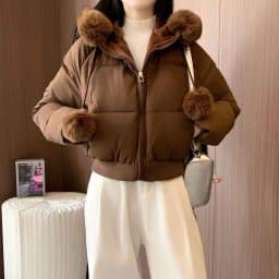 2027 Winter New High End Big Fur Collar Workwear Down Cotton Jacket Women's Fashion Short Thicken Cotton Female Parkas Coats