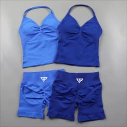 Keep That Pump 2 Piece Sets Shorts Top Women's Outfits Yoga Sets Gym Sets High Quality Seamless Lace-Up Bra Scratch Sports Sets