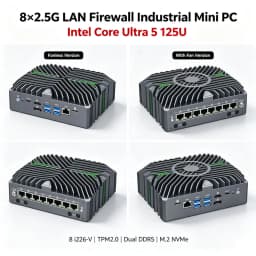 8x2.5G LAN Firewall Mini PC Intel Core Ultra 5 125U VPro IoT AI Edge Industrial Computer Network Server pfSense OPNsense Router