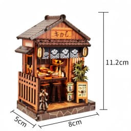 Book Nook Kit DIY Doll House with LED Light Bookshelf Insert Amazing Gift for Friend Ramen Shop Japanese Style
