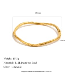 MamacitaSlay 316L Stainless Steel Stackable Hammered Textured Thin Smooth Bracelet 18K Gold Plated Waterproof Women Jewelry Gift