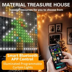 Smart Curtain Lights Bluetooth App Control RGBIC LED String Waterproof Fairy Light USB DIY Text Pattern Display Party Room Decor