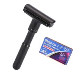 Mingshi Adjustable Safety Razor Double Edge Classic Men Shaving Mild to Aggressive 1-6 File Hair Removal Shaver It with 5 Blades
