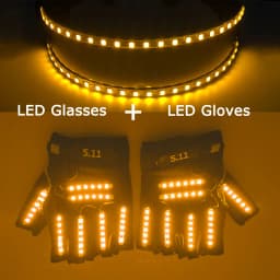 USB Rechargeable LED Glowing Gloves Finger Lighting Flashing Gloves Glasses Stage Performance Costume Dance Concert Decor